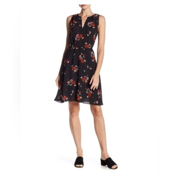 Rebecca Taylor SZ 6 Silk Marguerite Black Floral Dress $395 - Picture 1 of 8